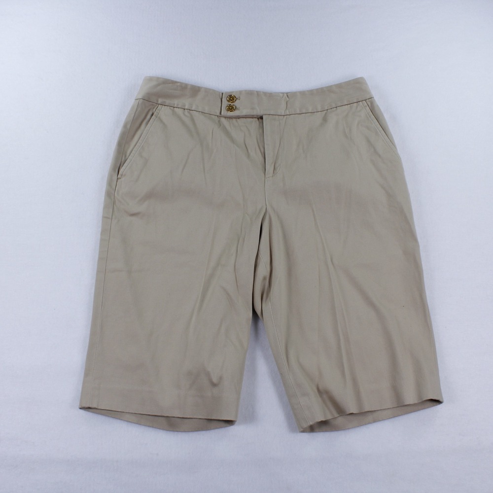 Lauren Ralph Lauren Women's Beige Tan Chino Bermuda Shorts Size 10 Stretch